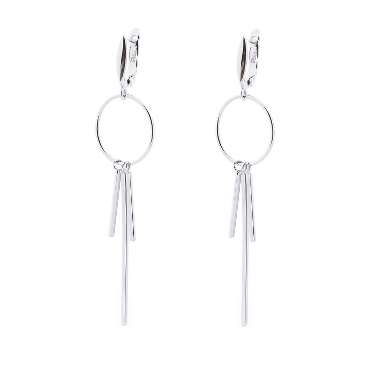 Серебряные серьги без камней 122222 от ювелирного магазина Оникс - 1