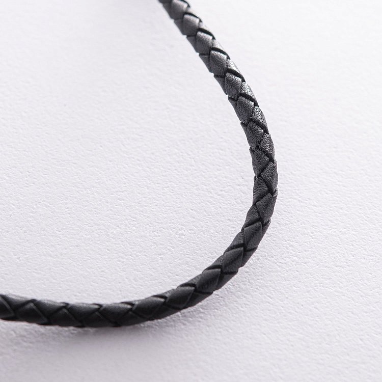 Кожаный шнурок с гладкой серебряной застежкой (4мм) 18422 от ювелирного магазина Оникс - 2