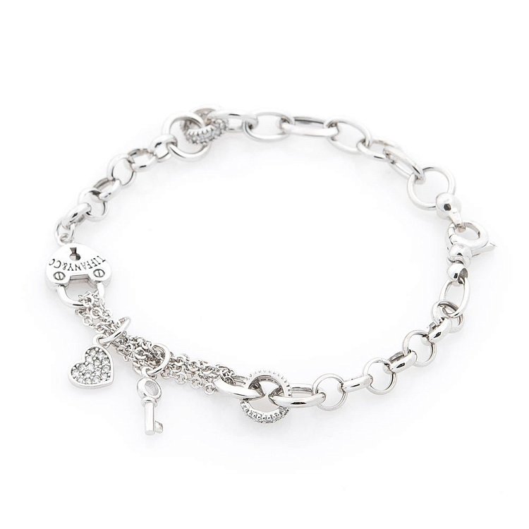 Золотий браслет "Сердечко і ключик" (фіаніти) б03425 від ювелірного магазину Онікс - 3