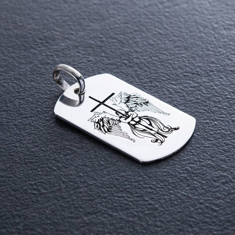 Срібний жетон "Ангел Охоронець. Молитва" (великий) 133350-8 від ювелірного магазину Онікс - 2