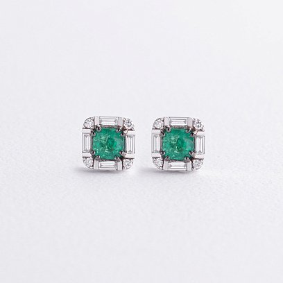 Золоті сережки - пусети (діаманти, смарагди) сб0576ca №5