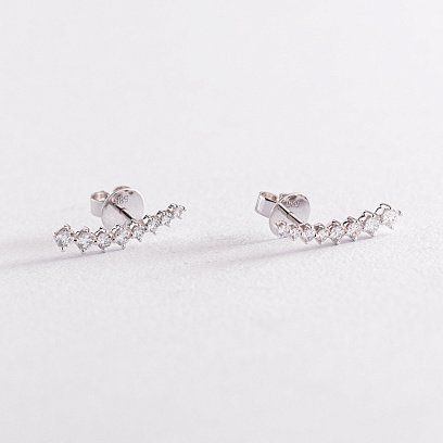 Золотые серьги - пусеты "Мари" с бриллиантами сб0377ri