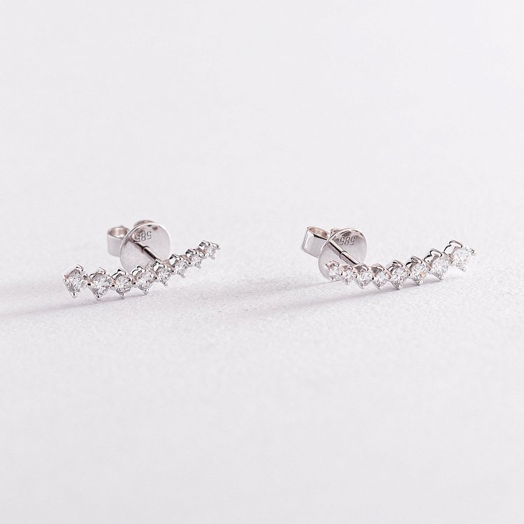 Золотые серьги - пусеты "Мари" с бриллиантами сб0377ri от ювелирного магазина Оникс