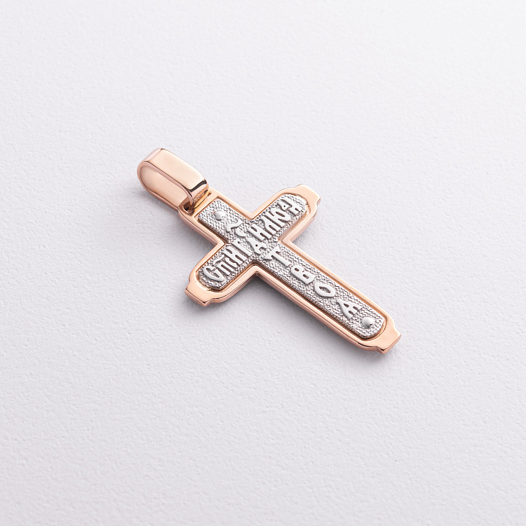 Православний золотий хрест "Розп'яття" (емаль) 250070Е від ювелірного магазину Онікс - 1