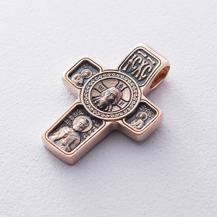 ﻿Золотий хрест "Спас Нерукотворний. Архангел Михаїл" п02935 від ювелірного магазину Онікс - 6