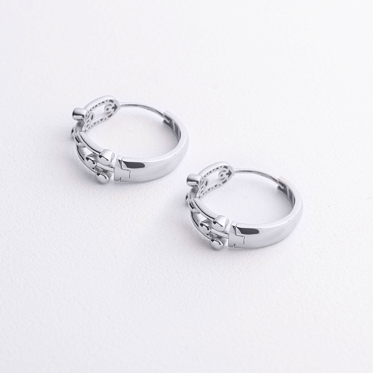 Сережки - кільця "Фантазія" у білому золоті с09588 від ювелірного магазину Онікс - 1