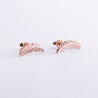 Золоті сережки - пусети "Пір'їнки" с07903 от ювелирного магазина Оникс - 3
