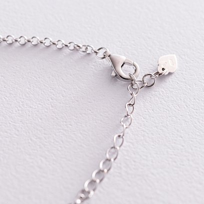 Серебряный браслет "Бабочка" на ногу (фианиты) 141563 №4