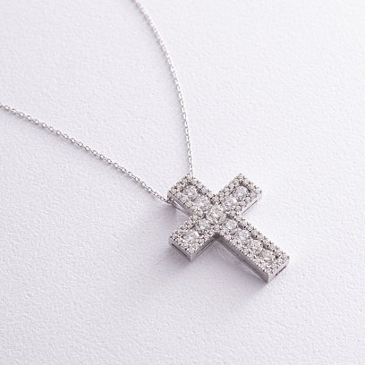 Золоте кольє "Хрестик" з діамантами колб0072di №4