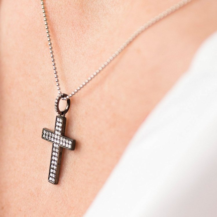 Золотой крестик с бриллиантами пб0040ch от ювелирного магазина Оникс - 3