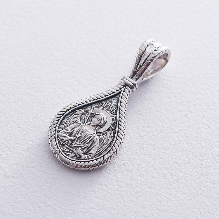 Серебряная ладанка"Святая мученица Любовь. Ангел Хранитель" 132980 от ювелирного магазина Оникс - 4