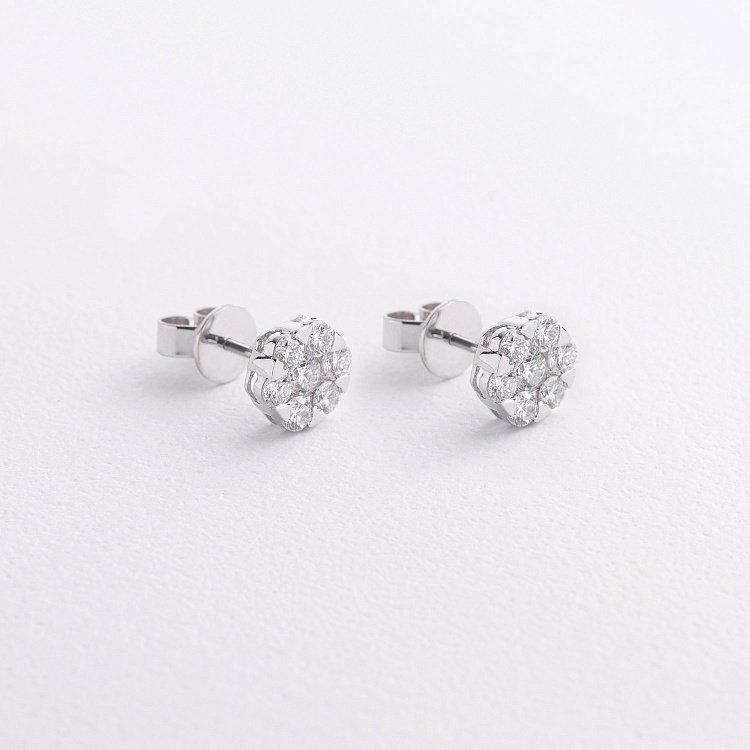 Золотые серьги - пусеты "Цветочки" с бриллиантами сб0662cha от ювелирного магазина Оникс - 2