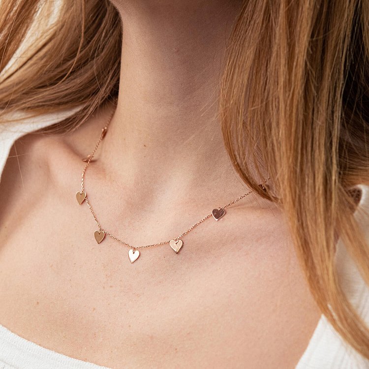 Золоте кольє з сердечками кол01443 від ювелірного магазину Онікс - 1