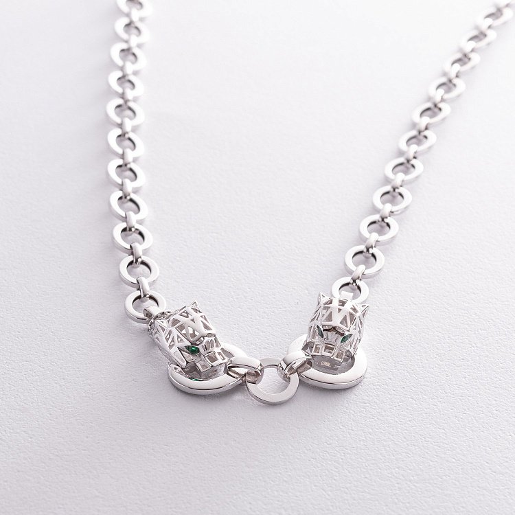 Колье "Пантера" в белом золоте (фианиты) кол02449 от ювелирного магазина Оникс