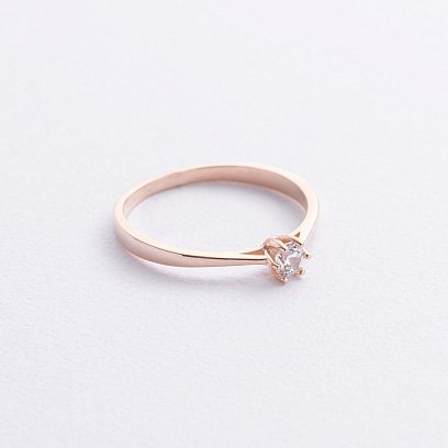 Помолвочное золотое кольцо с фианитом к08229 №2