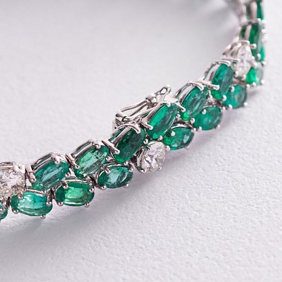 Золотой браслет с изумрудами и бриллиантами бб0027nl №7