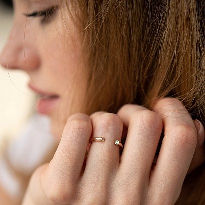 Кольцо "Джолин" в желтом золоте (фианиты) к07480 №6