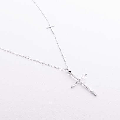 Золотое колье "Крестик" с бриллиантами колб0187va