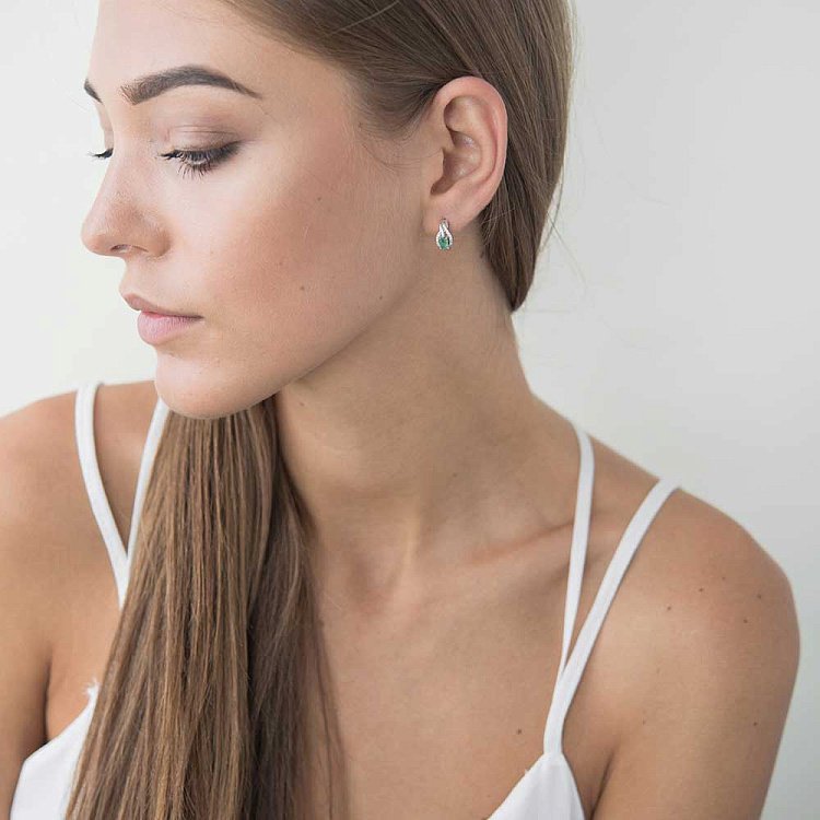 Золоті сережки з смарагдами і діамантами сб02847 від ювелірного магазину Онікс - 3