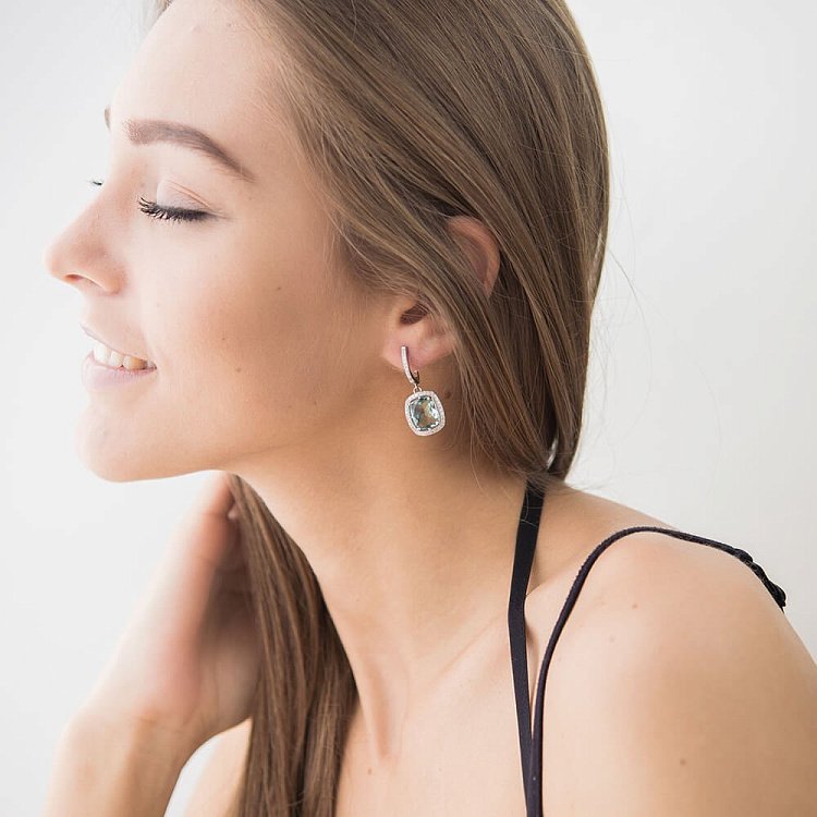 Серьги с голубыми фианитами с22 от ювелирного магазина Оникс - 3