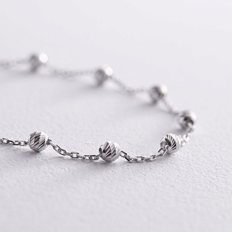 Браслет "Шарики" в белом золоте б05214 от ювелирного магазина Оникс - 2