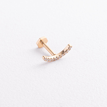 Одиночна золота сережка для хелікса (діаманти) сб0689ca №3