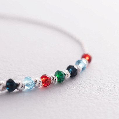 Срібний браслет "Різнобарвний" (фіаніти) 141539 №5