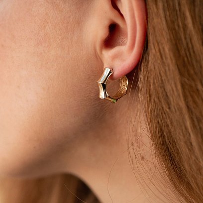 Серьги - кольца "Selesta" в желтом золоте с08948 №6