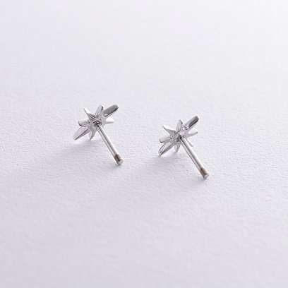 Золотые серьги - пусеты "Звезды метеориты" с фианитами с08596 №4