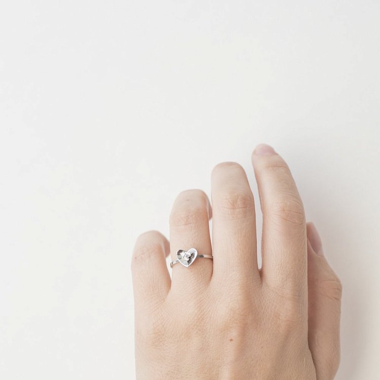 Золотое кольцо "Сердечко" с бриллиантами к191 от ювелирного магазина Оникс - 3