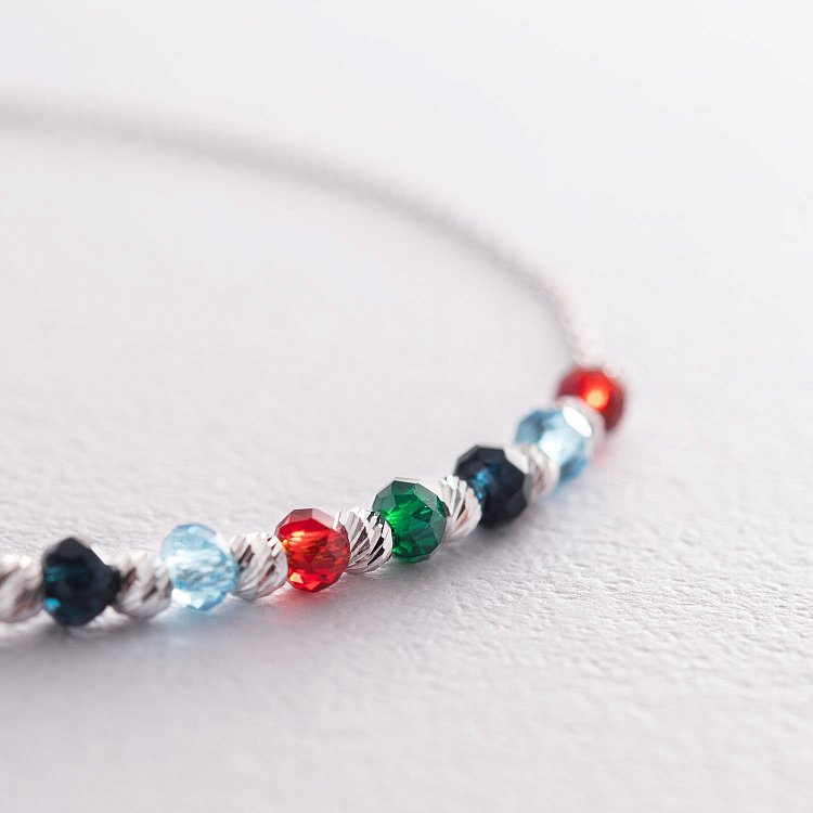Срібний браслет "Різнобарвний" (фіаніти) 141539 від ювелірного магазину Онікс - 4