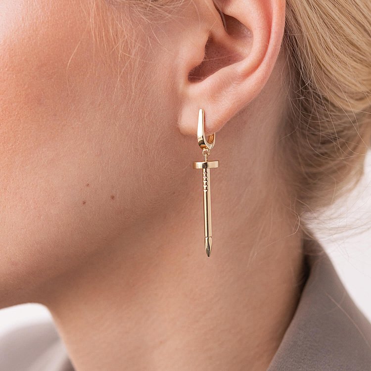 Сережки "Цвях" у жовтому золоті с07870 від ювелірного магазину Онікс - 2