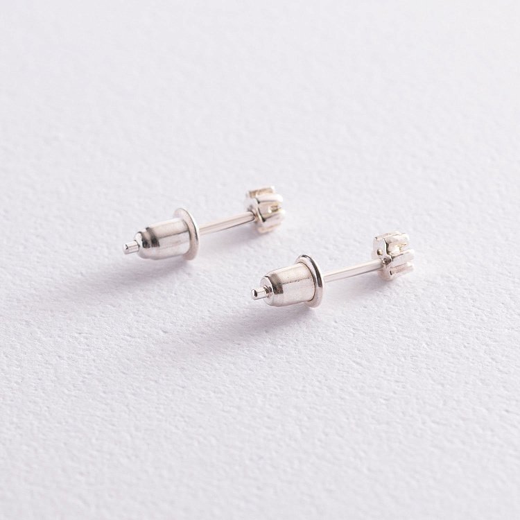 Срібні сережки - пусети з фіанітами (3 мм) 12658 від ювелірного магазину Онікс - 3