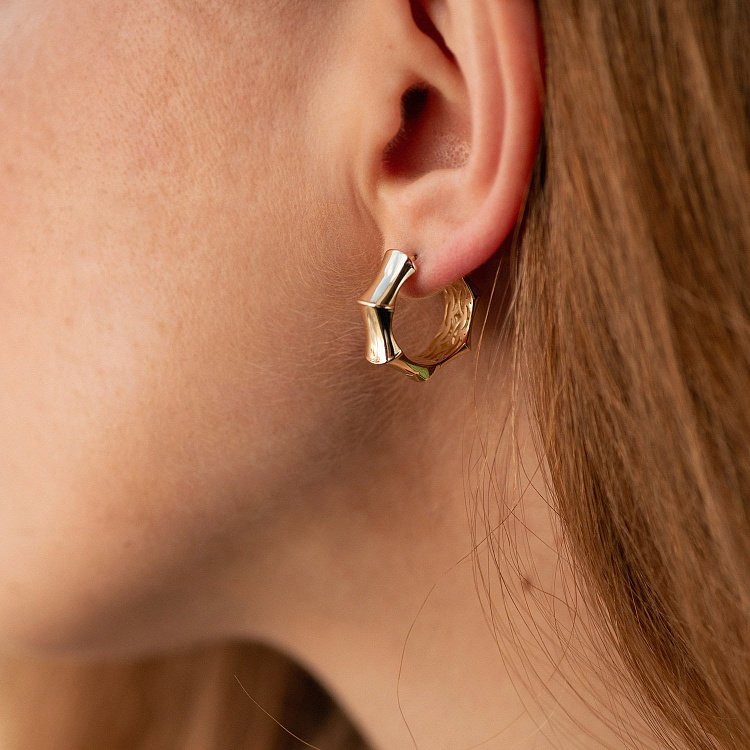 Серьги - кольца "Selesta" в желтом золоте с08948 от ювелирного магазина Оникс - 6