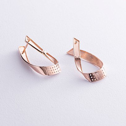 Золотые серьги на английской застежке (фианиты) с07098 №5