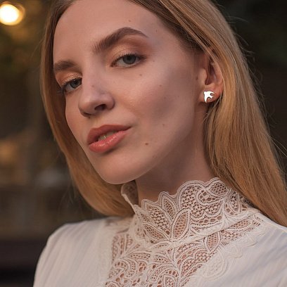 Серебряные серьги - пусеты "Ласточка" 122468 №8