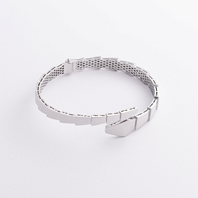 Жорсткий браслет "Змія" у білому золоті б05408 №3