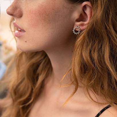 Срібні сережки - пусети "Сонце" 123205 №5