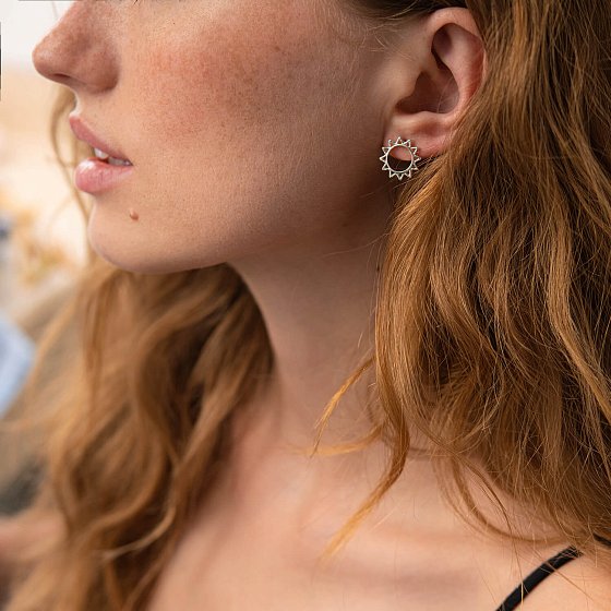 Срібні сережки - пусети "Сонце" 123205 №5
