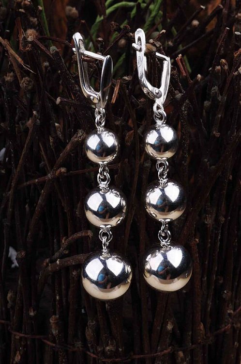 Серьги "Шарики" 12291 от ювелирного магазина Оникс - 1