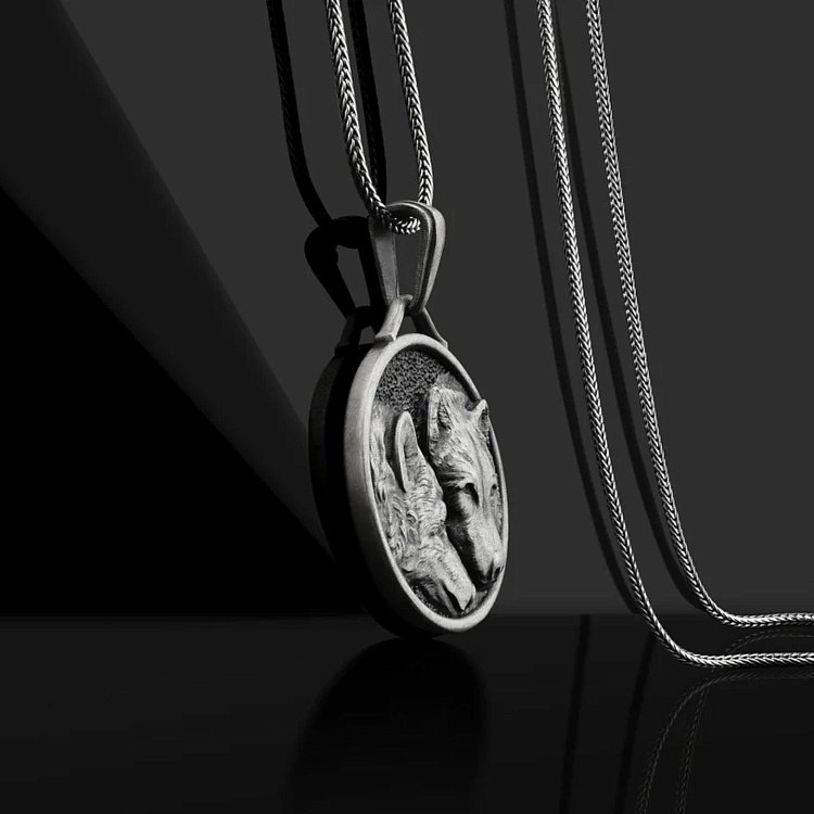 Серебряный кулон "Волчья семья" (возможна гравировка) 133219 от ювелирного магазина Оникс - 3