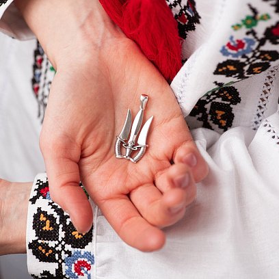 Срібна підвіска "Тризуб із кинжалами" 133116 №5