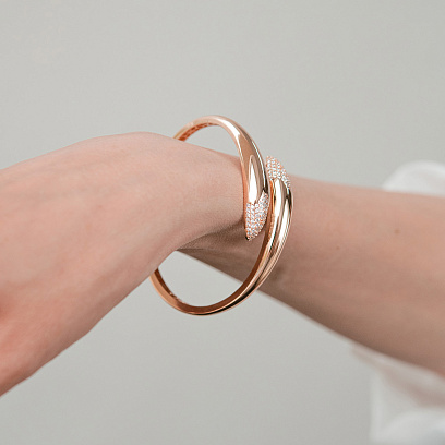 Жорсткий браслет "Rosemarie" у червоному золоті (фіаніти) б05581 №4