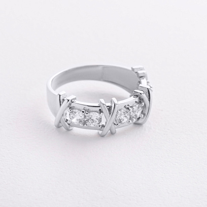 Каблучка "Rosie" з фіанітами (біле золото) к08104 №2
