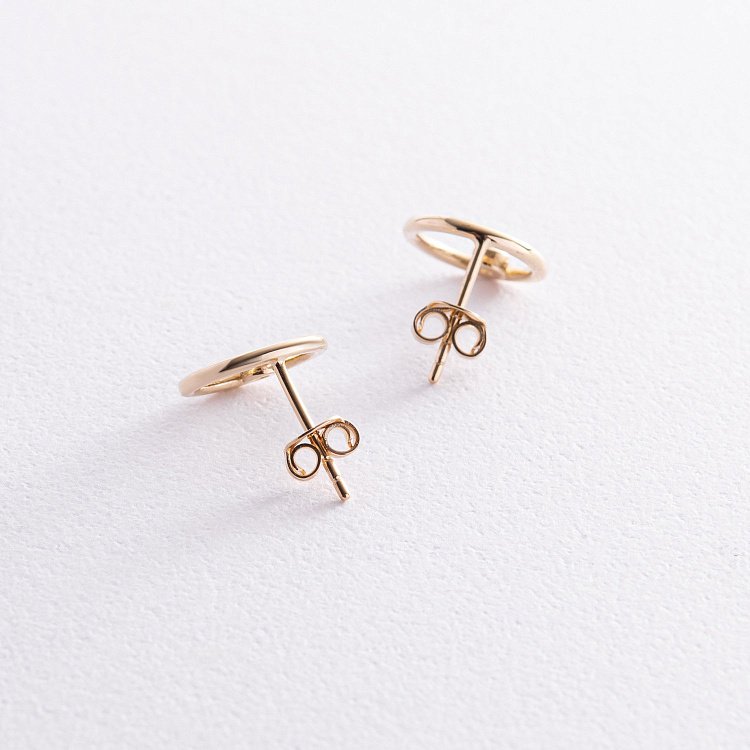 Золоті сережки - пусети "Кругообіг" з фіанітами с08354 від ювелірного магазину Онікс - 2