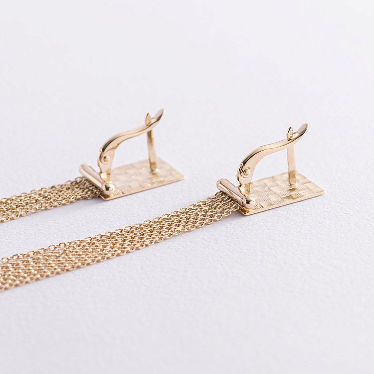 Серьги "Изысканность" в желтом золоте 480069М от ювелирного магазина Оникс - 3