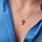 Золотой крестик с синими сапфирами и бриллиантами пб0294nl от ювелирного магазина Оникс - 1