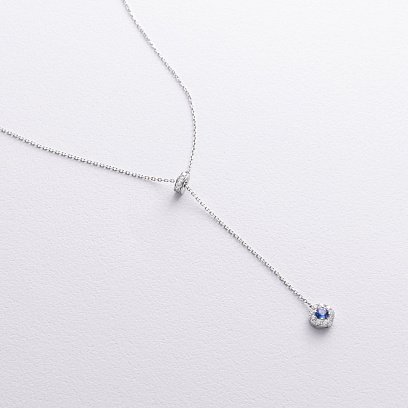 Золоте кольє - краватка з діамантами і сапфіром колб0147mi