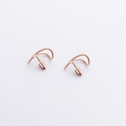 Золоті сережки - пусети "Mia" з фіанітами с09154 №4