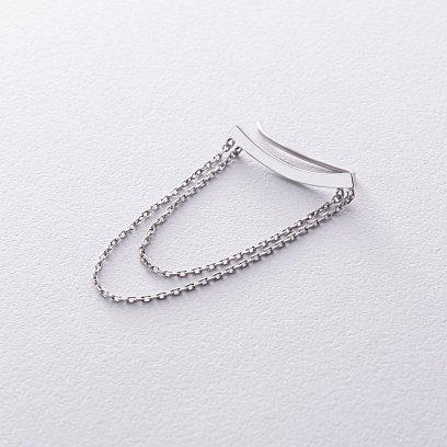 Серебряная моносерьга - клаймбер с цепочками (на правое ушко) 7077R №2
